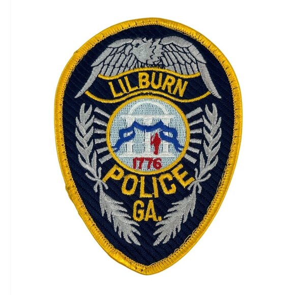 Lilburn Police GA Embroidered Patch Design Blue Yellow Georgia - Picture 1 of 3